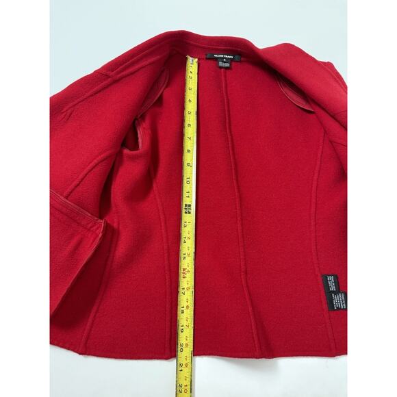 Red Wool Jacket Blazer Womens 6 Classic Fitted Feminine Elegant Ellen Tracy - Picture 6 of 8